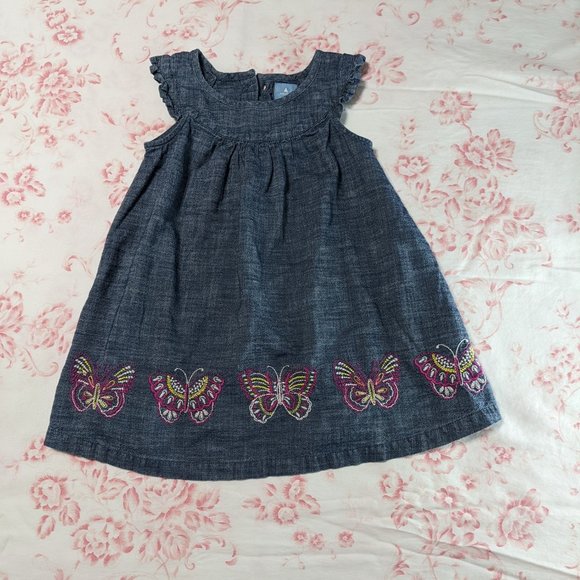 Baby Gap Other - 2/20*Baby Gap Infant Denim w/Embroidered Butterflies Dress - size 18-24 months